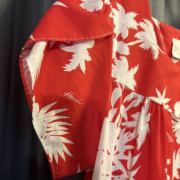 Vintage 90s Women's Kalena Fashions of Hawaii Red Hibiscus Floral Muumuu Size M - Picture 5 of 12